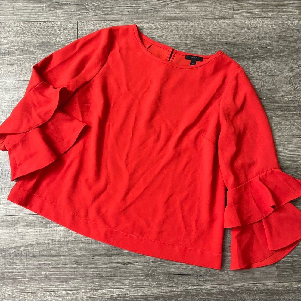 J Crew Tiered Bell Sleeve Blouse Women Size 14